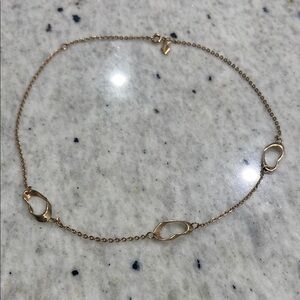 Sarah Coventry Gold Tone Heart Chain Necklace 1970s Minimalist Station Jewelry